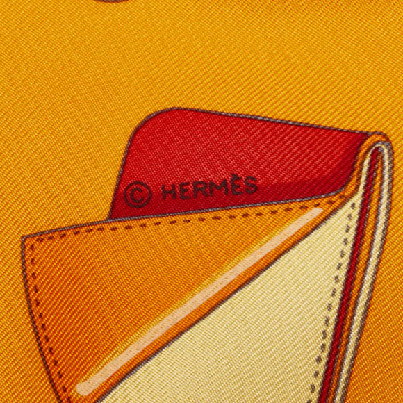 HERMES Authentic Orange Silk Scarf - Picture 4 of 6